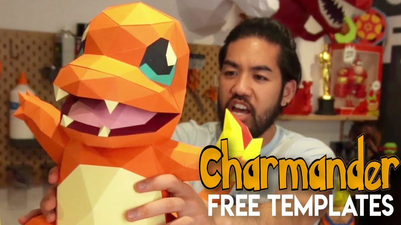 Papercraft POKEMON - Building Charmander out of paper ! Free tutorial
