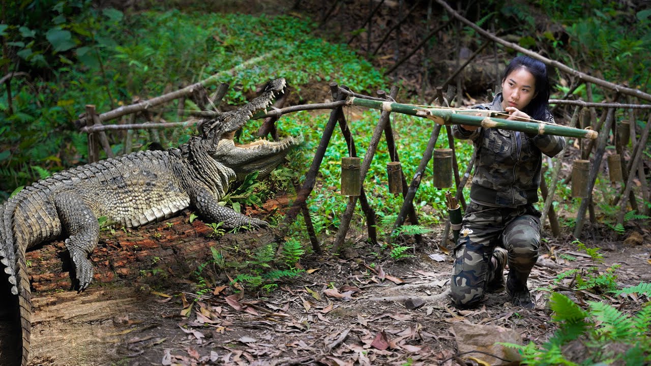 Defeat the Crocodile and the Wild Boar - Start to Finish the Bamboo Cabin/ Wild Beauty #Fullvideo
