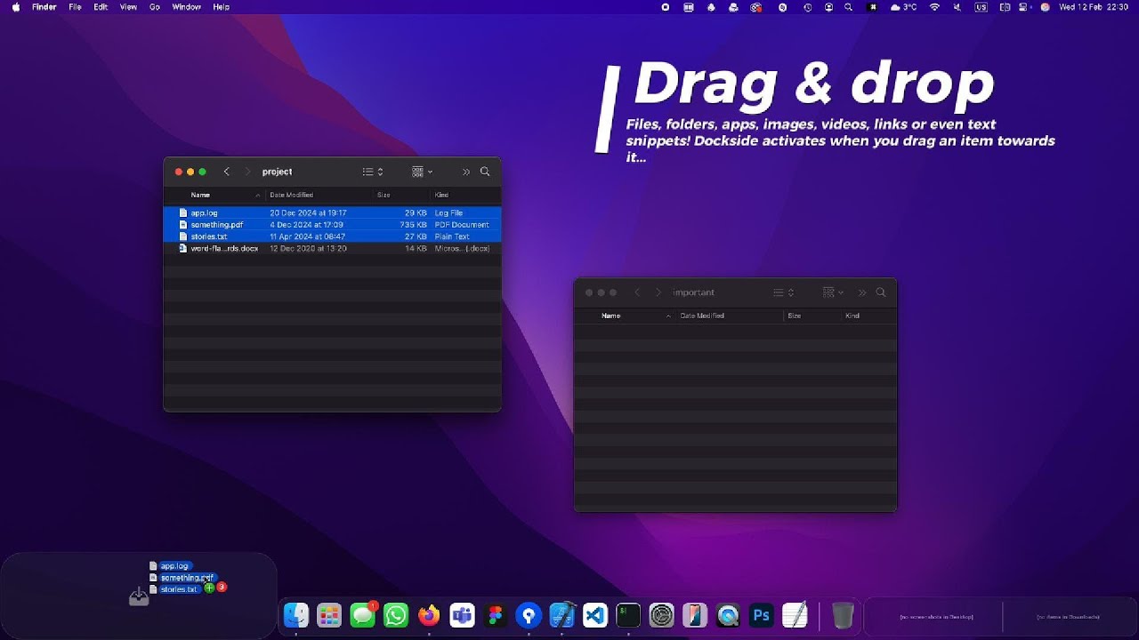 Dockside app for Mac - a file shelf
