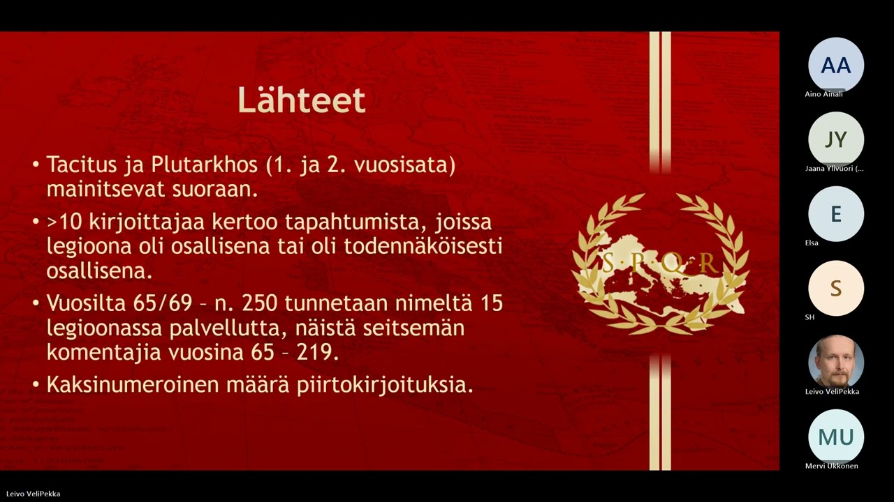 Legio III Gallica - legioona Rooman historian melskeissä-  luento Kaukametsällä 1.2.2024