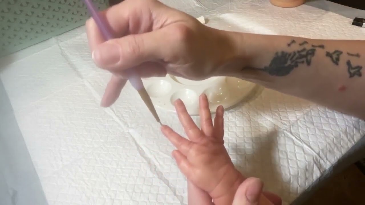 How to Paint a Reborn Baby Doll Like Bell Part 3   How To Tip and Gloss Nails and Lips