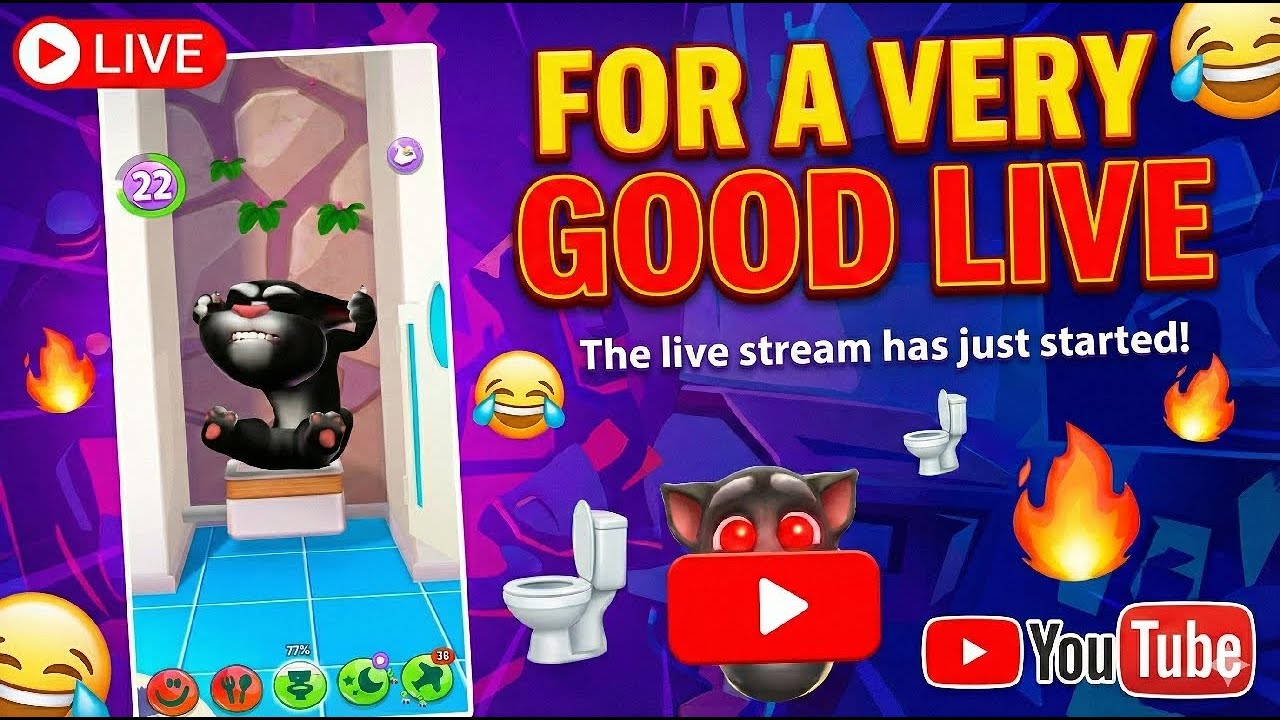 TALKING TOM'S TOILET TROUBLE! 🚽🤣 Can He Make It?! EPIC LIVE STREAM FAILS & FUN!