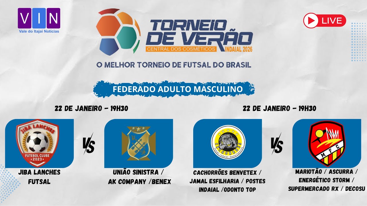AO VIVO | 7ª Rodada – 39º Torneio de Verão de Indaial Central dos Cosméticos
