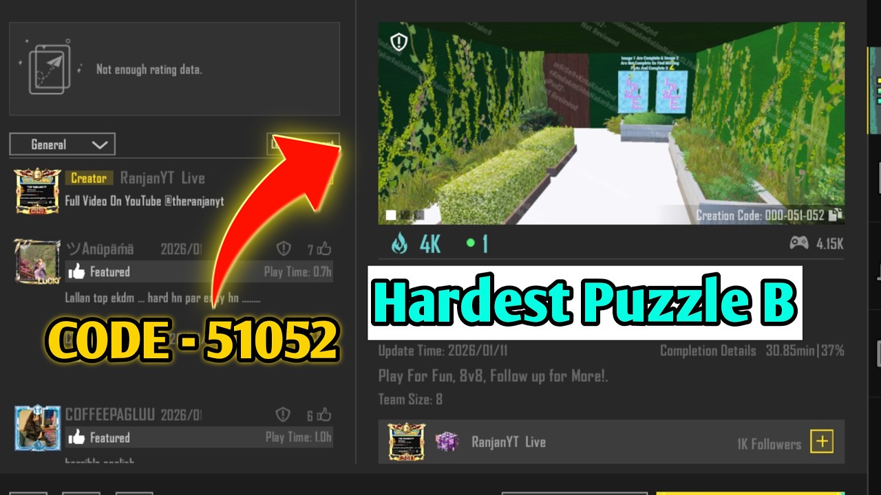 BGMI Hardest Puzzle Wow Mode | code - 51052 | #bgmi #puzzle #wowmode