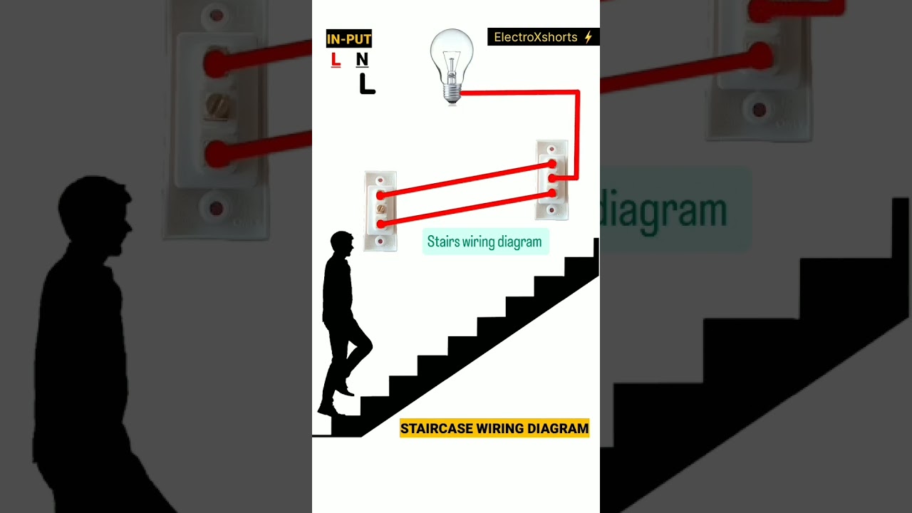 2 Two way switch 1 bulb staircase wiring diagram. ⚡ #viral #electrical #shorts #ytshorts #iti