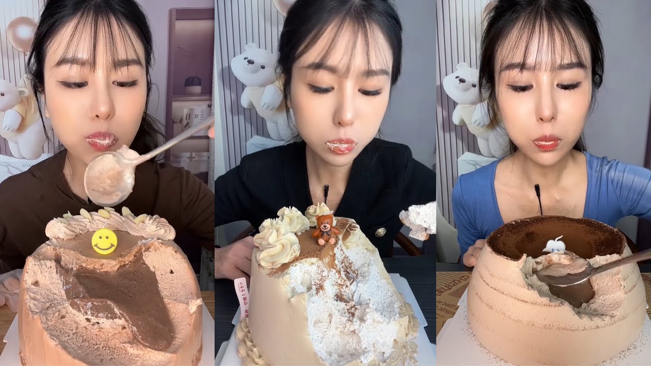 ASMR MUKBANG - MUKBANG SOUND - WHOLE CHOCOLATE CREAMY CAKE