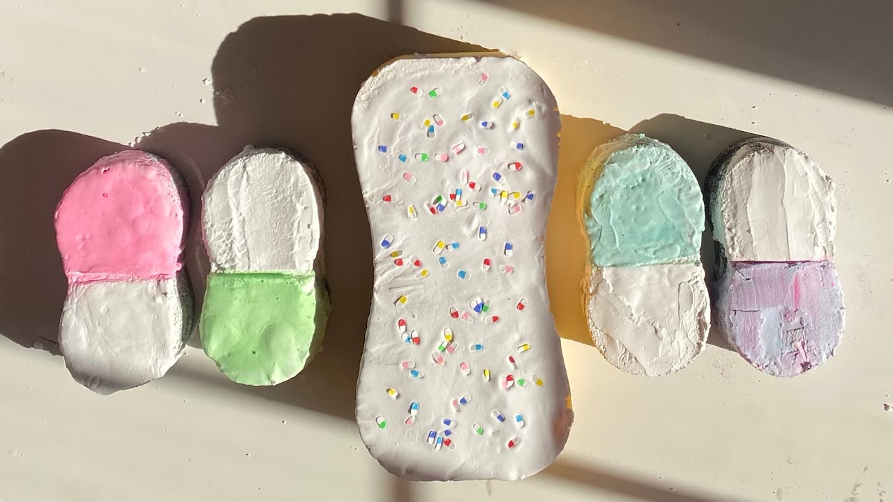 ASMR dried chalk paste bulk sponge ripping - powder + foam sounds - 5000 subs celebration 🎉