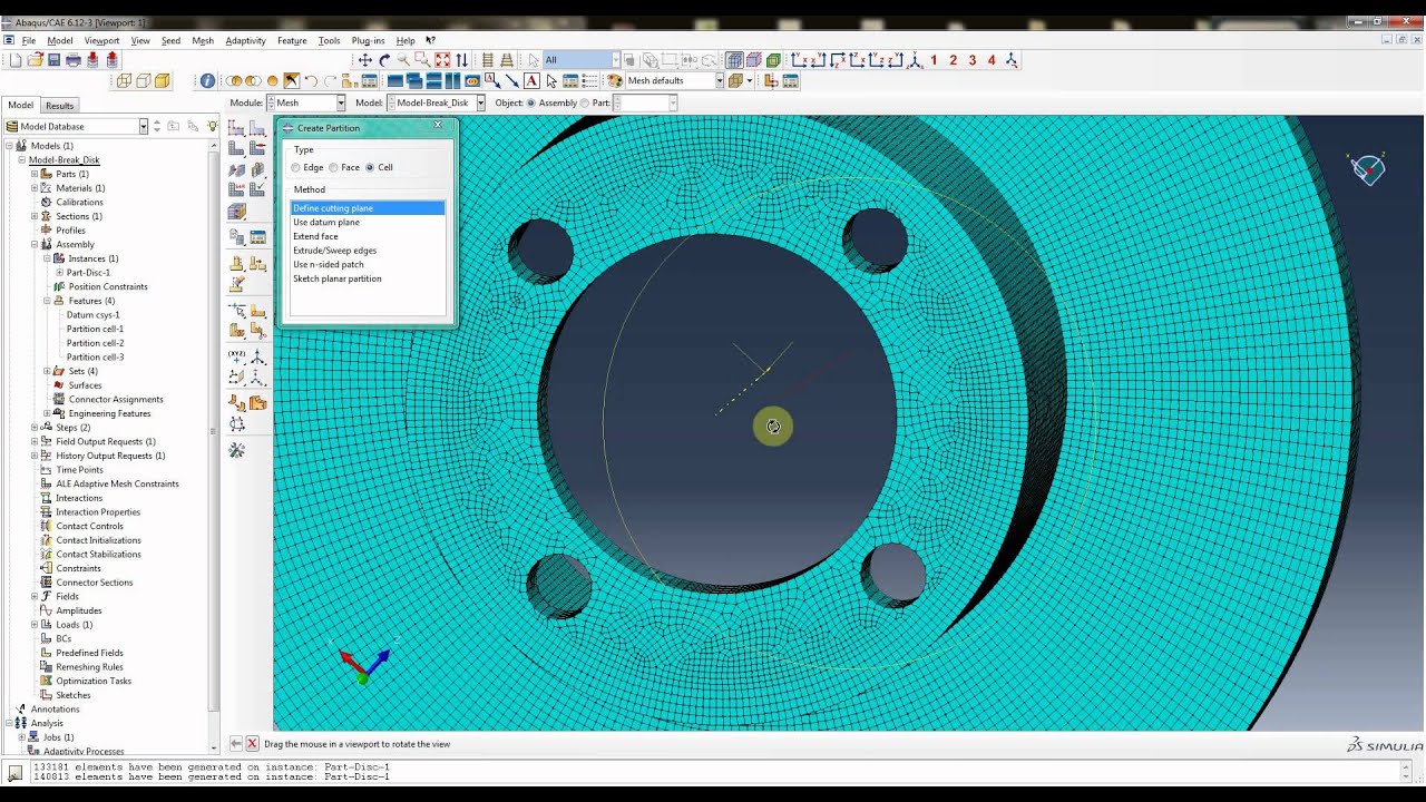 Abaqus simple Break Disc rotational force tutorial