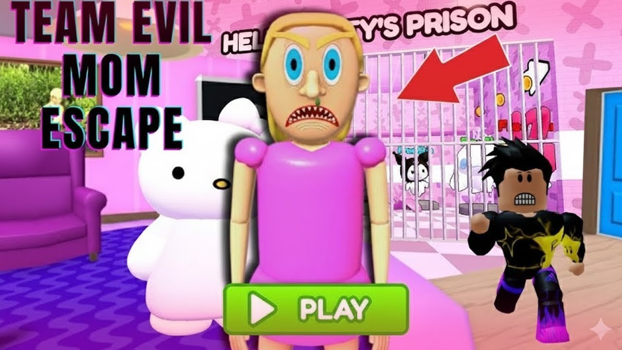 Evil Mom vs Hello Kitty Prison Run OBBY Full Gameplay#roblox