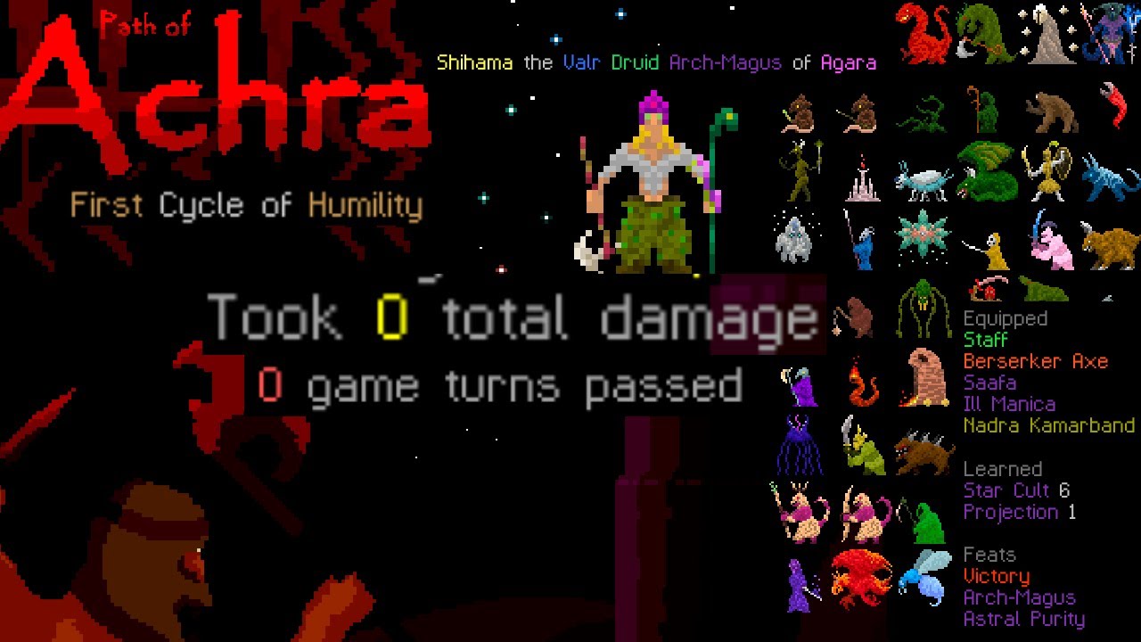 Path of Achra: 0 Game Turns & 0 Damage Taken