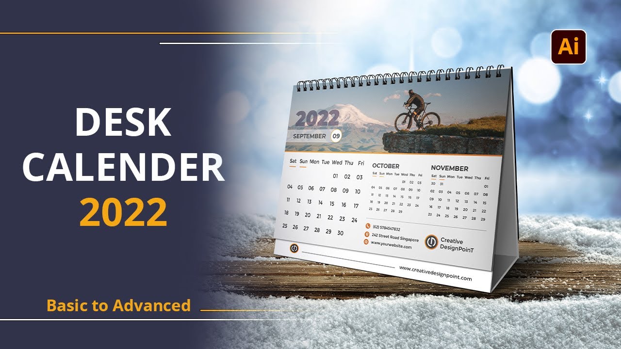Desk Calendar Design 2022 in Adobe Illustrator