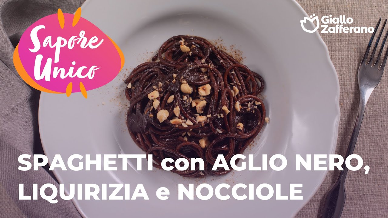 SPAGHETTI con AGLIO NERO, NOCCIOLE e LIQUIRIZIA😍🍝