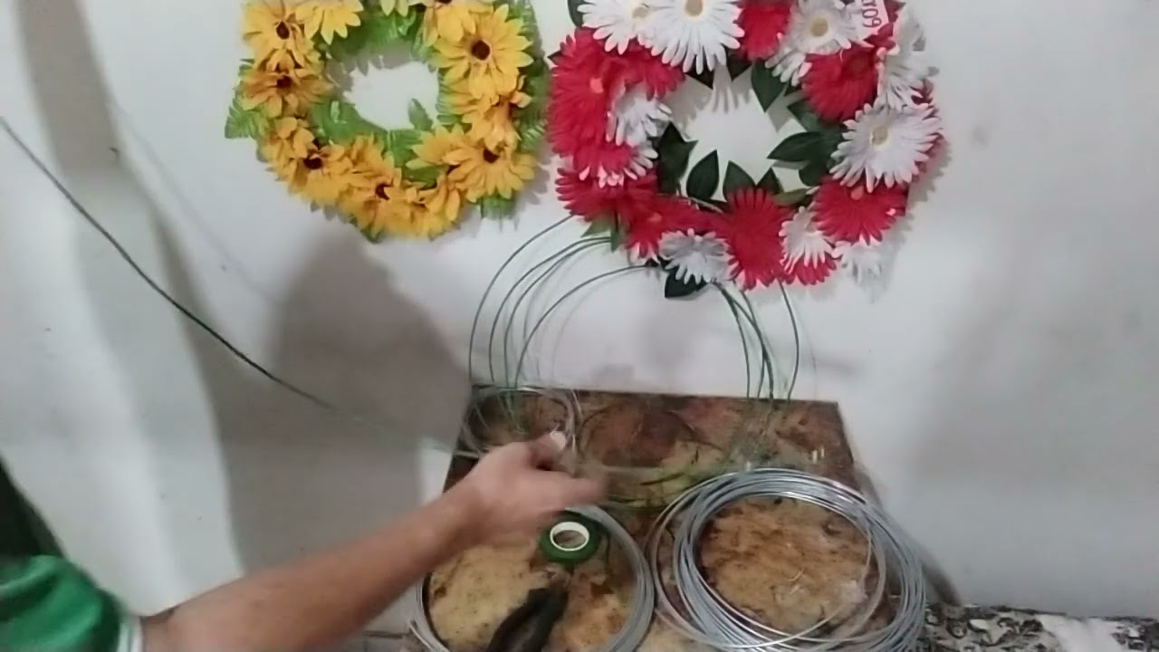 Como fazer aro para coroa com arame - como preparar aro para coroa de flores artificiais