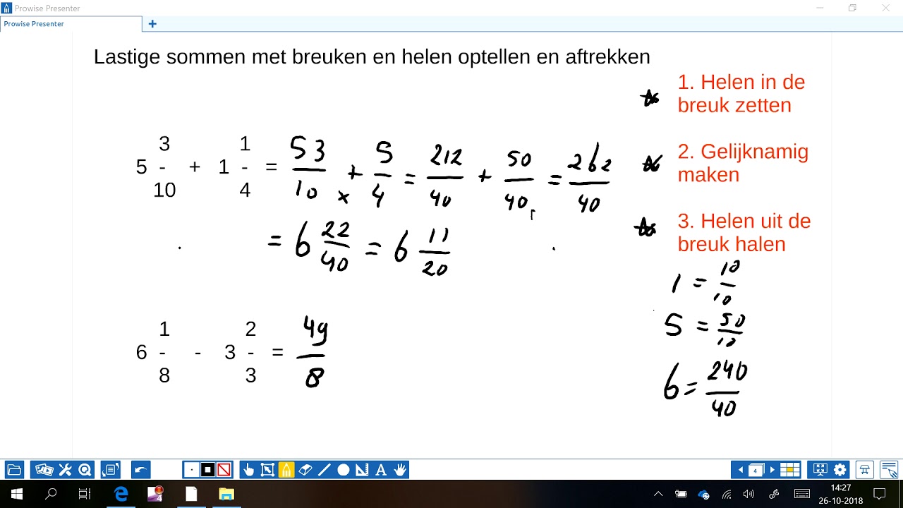 Breuken met helen optellen en aftrekken lastig