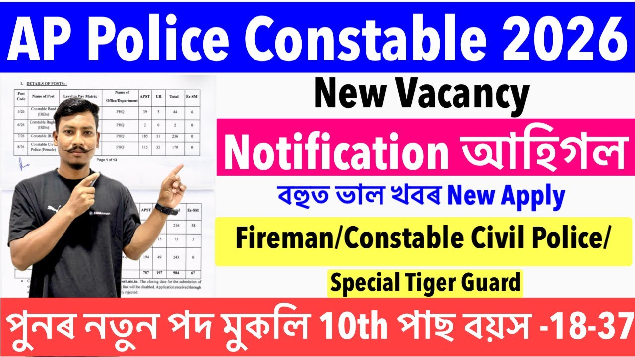 🔥AP Police Constable New Recruitment 2026- Notification Out Fireman/Special Tiger Guard/New Apply 😯