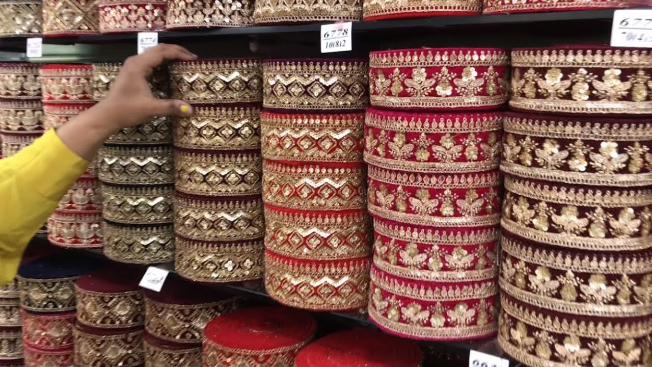 मात्र ₹30 रुपए में खरीदे और ₹100 में बेच लो | Fancy Lace, Cut piece, Latkan | Wholesale Market #lace