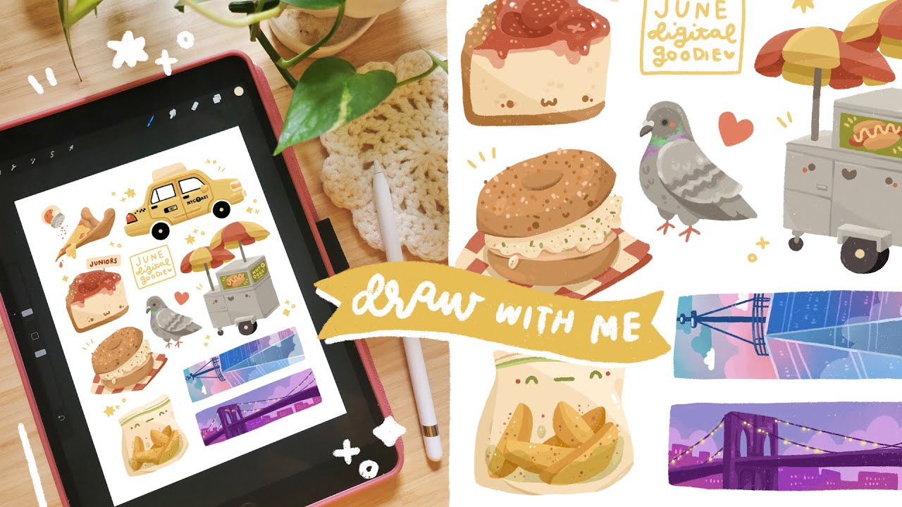 draw with me in procreate 🍎 new york city stickers