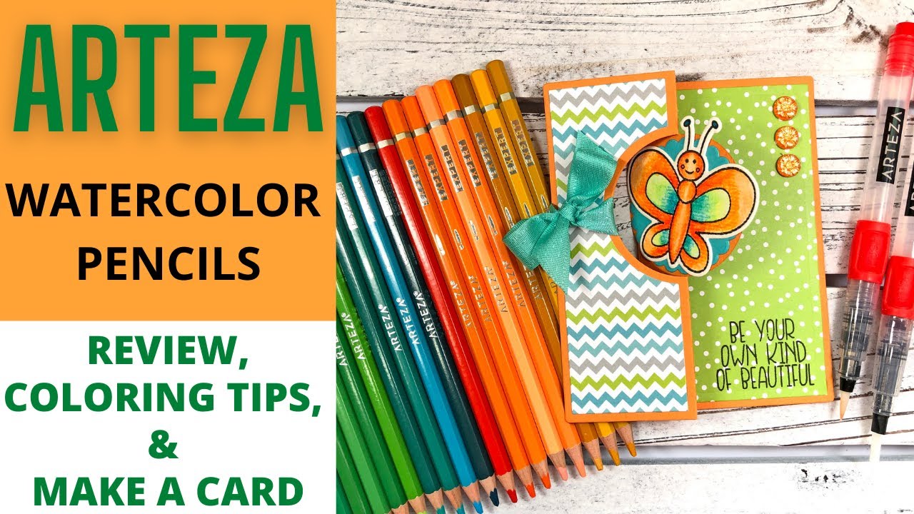 Arteza Watercolor Pencil Review & Coloring Tips | Color with Me & Make a Card