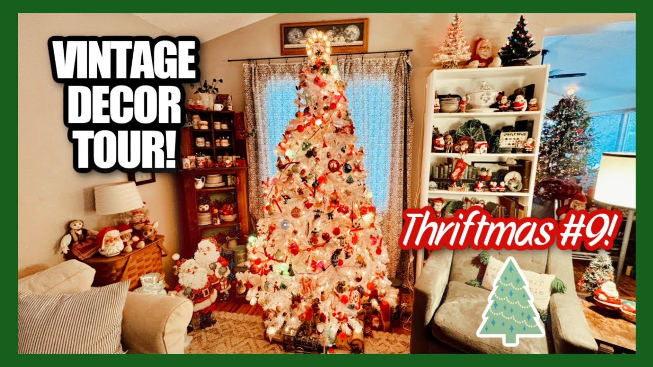 Vintage CHRISTMAS DECOR TOUR! Thrifted VINTAGE Collections & Decorating! Thriftmas Giveaway Day 9!