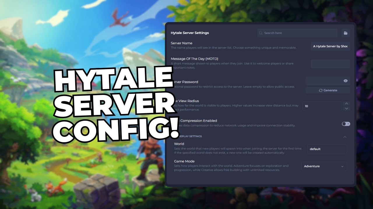 Как настроить параметры сервера Hytale