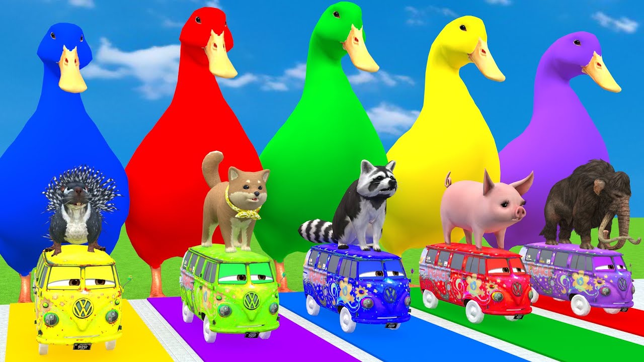 Long Slide Game With Cow Elephant Gorilla Hippopotamus Tiger 3d Animal Game Funny 3d Animals