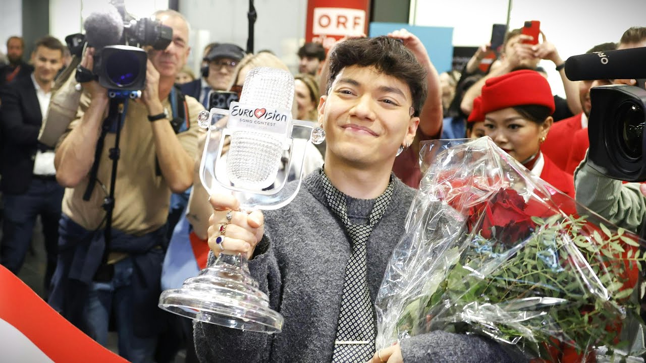 ESC-Sieger JJ wird am Wiener Flughafen von Fans bejubelt