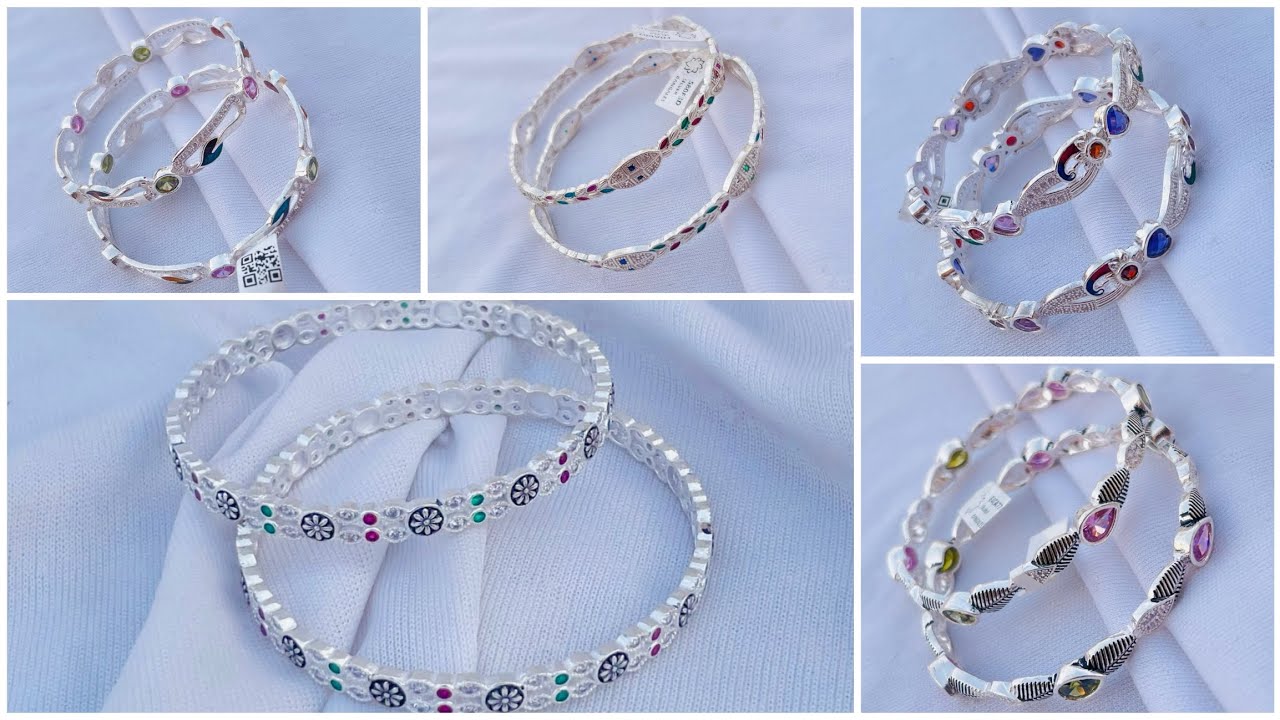 New Collection Simple Silver Bangles Designs 2025 | Silver Stone  Bangles Designs For Women's #like