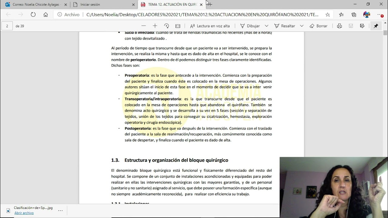 TEMA 12  ACTUACI&Oacute;N EN QUIR&Oacute;FANO 2021  Oposiciones Celador SACYL