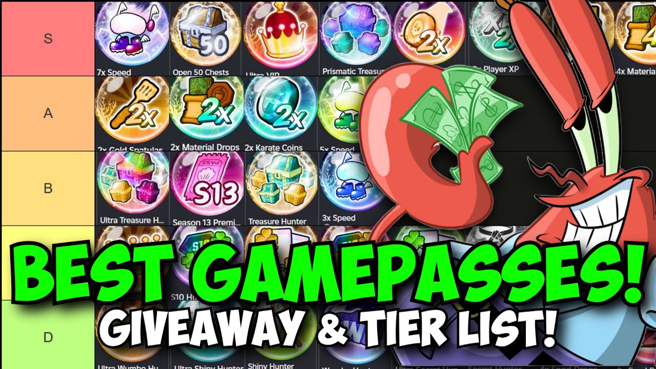 Best Gamepasses in Spongebob TD TIER LIST! (MEGA GIVEAWAY!)