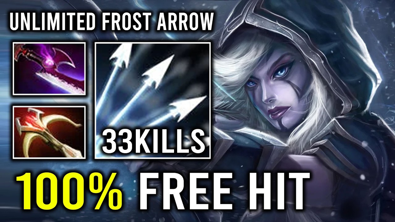 WTF Unlimited Frost Arrow 100% Delete Everyone Like Paper Hard Carry Drow Ranger Dota 2