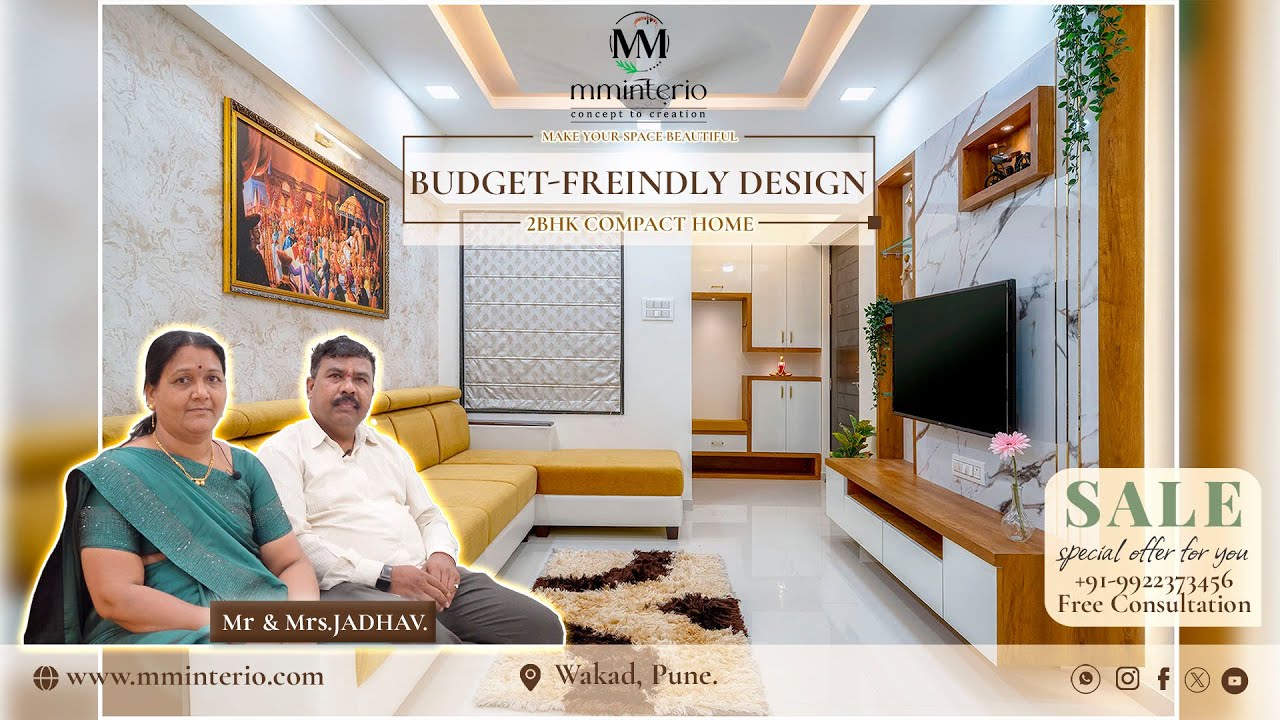 2 BHK Flat Interior Design Ideas I Budget-Friendly I Home Tour I Compact I Katraj I Pune I MMInterio