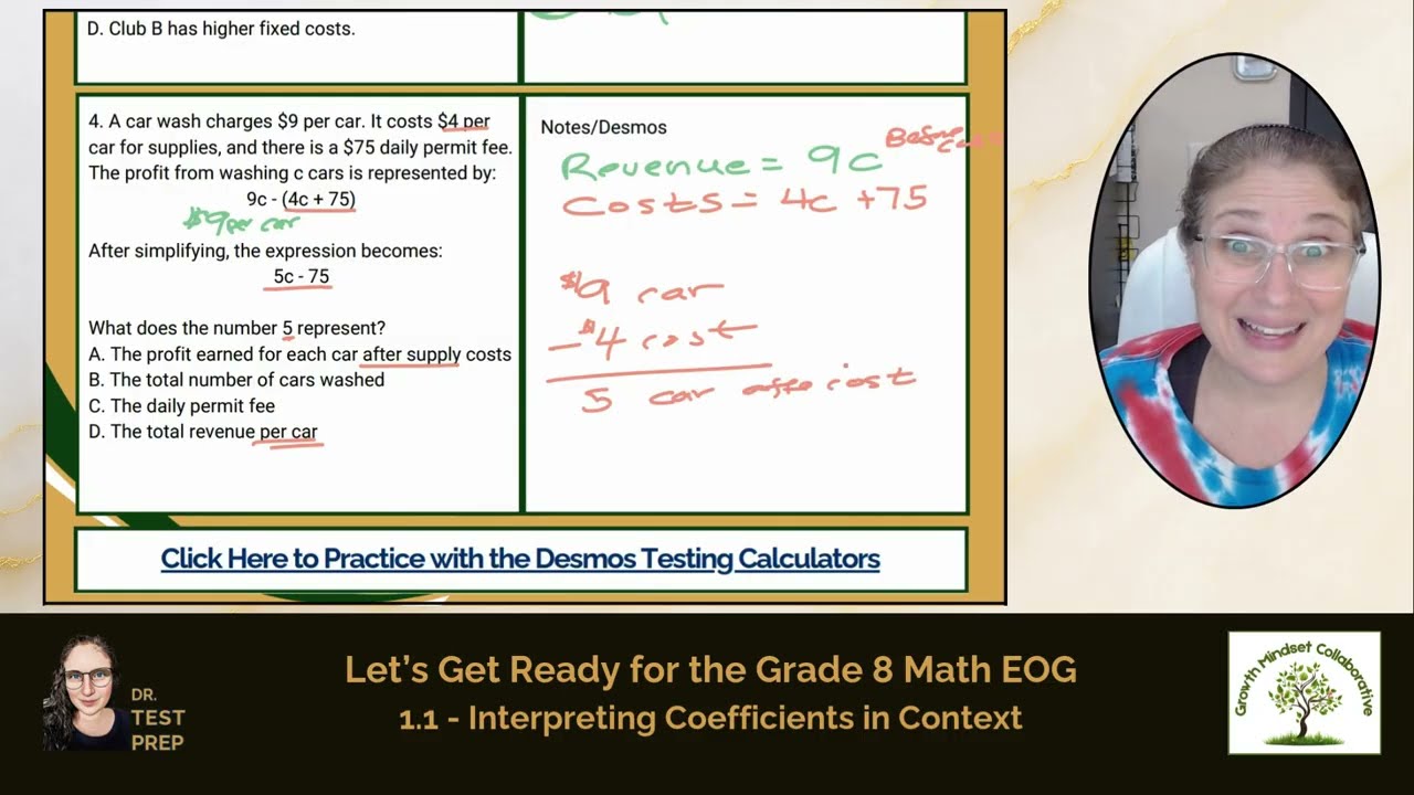 MA.8.1.1 -Interpreting Coefficients in Context - HeyDrTestPrep.com