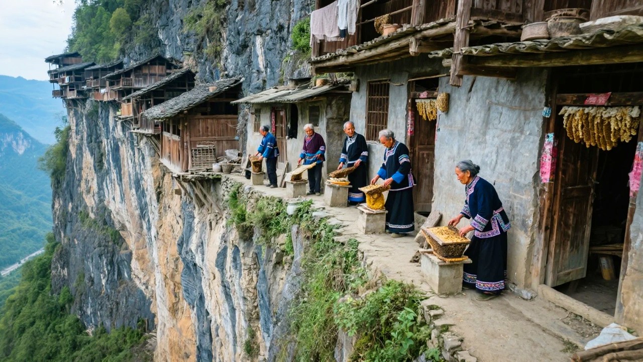 探访重庆酉阳悬崖村，早些时候土匪依山而守地势险要，如今还生活着6位老人，环境犹如人间仙境 ！【乡村阿泰】