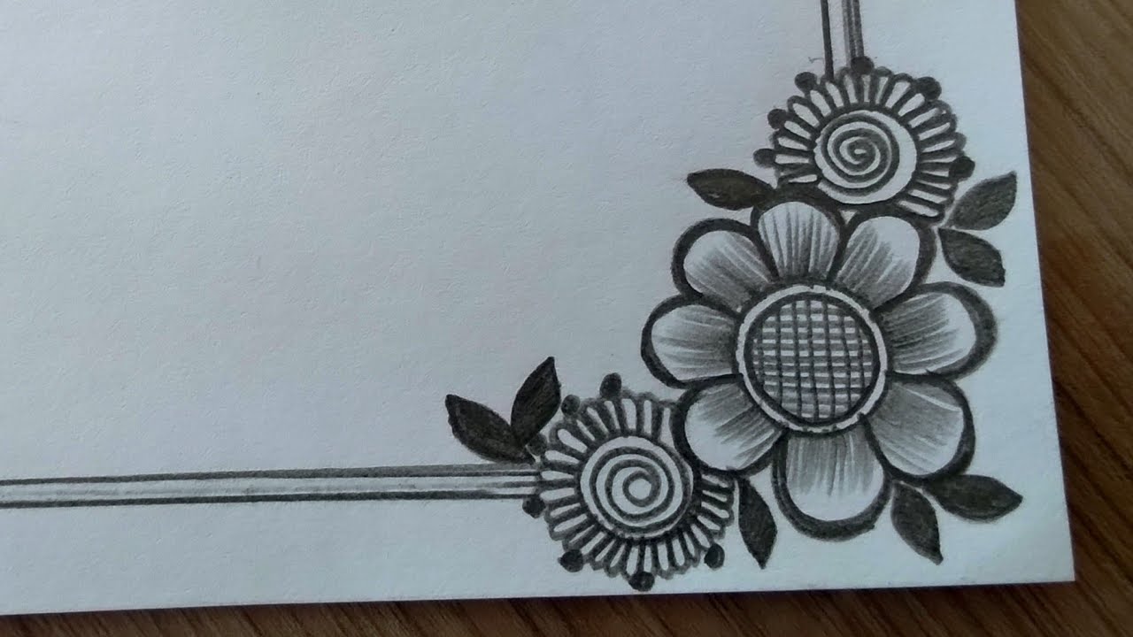 Easy Border Design for Project | Easy corner Drawing Tutorial For Beginners | Flower Drawing