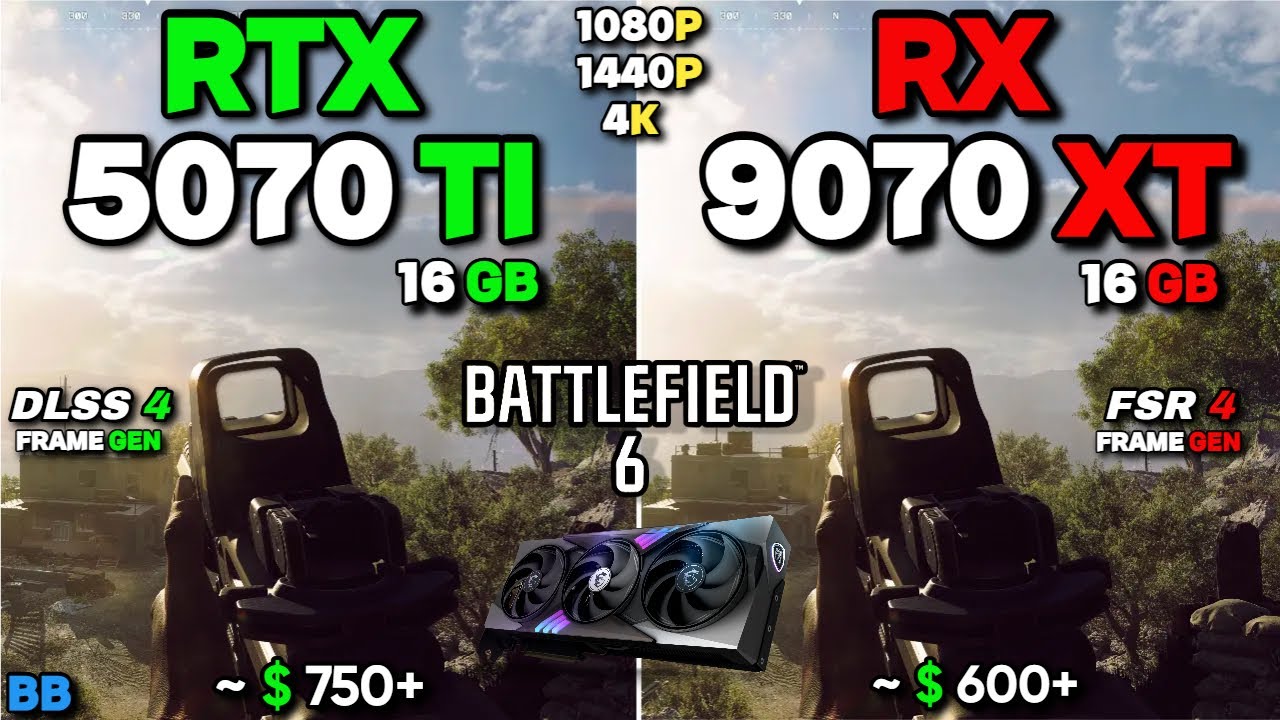 Battlefield 6: RTX 5070 Ti против RX 9070 XT | 1080p | 1440p | 4K |