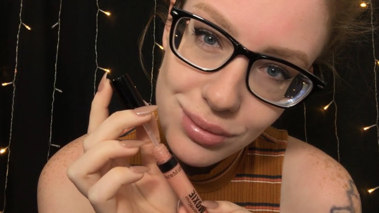 ASMR Tingly Inaudible Whispering & Applying Different Lip Gloss