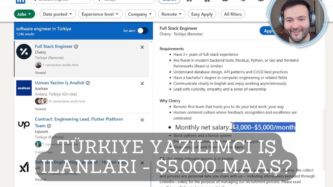 Türkiye Yazılımcı İş İlanları - Linkedin -  $5.000 maaş?