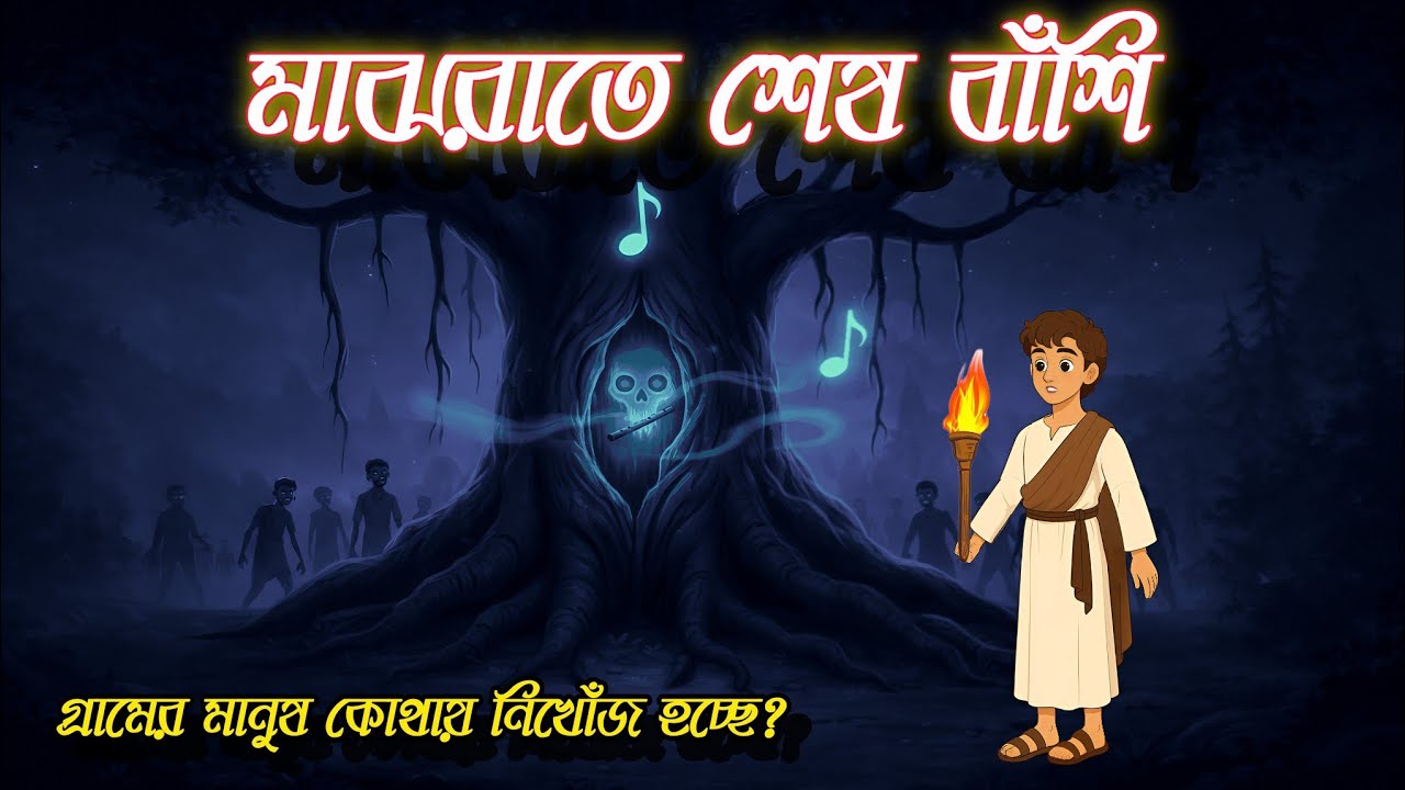 গল্পঃ মাঝরাতে শেষ বাঁশি😱| গ্রামের মানুষ কোথায় উধাও হচ্ছে? | Bengali Cartoon Story | Horror story | |