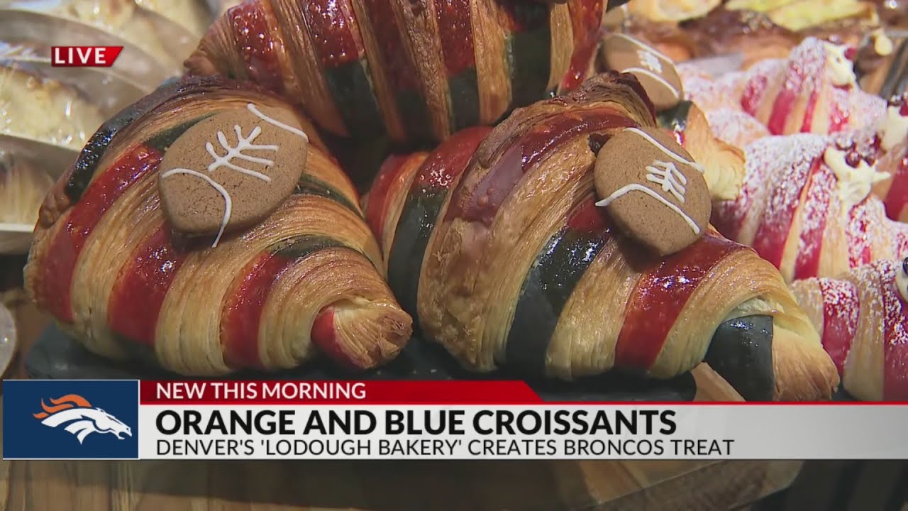 Orange and blue Denver themed croissants