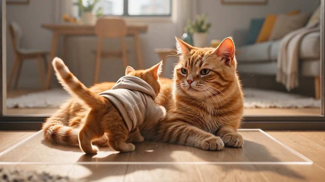 Morning Moments: Mama Cat & Baby Kitten