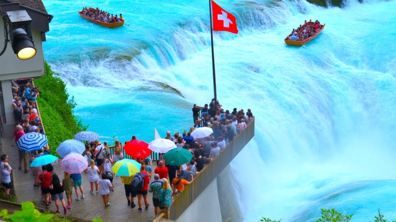 Rhine Falls Walking Tour on a Rainy Day | Mysterious & Powerful🇨🇭