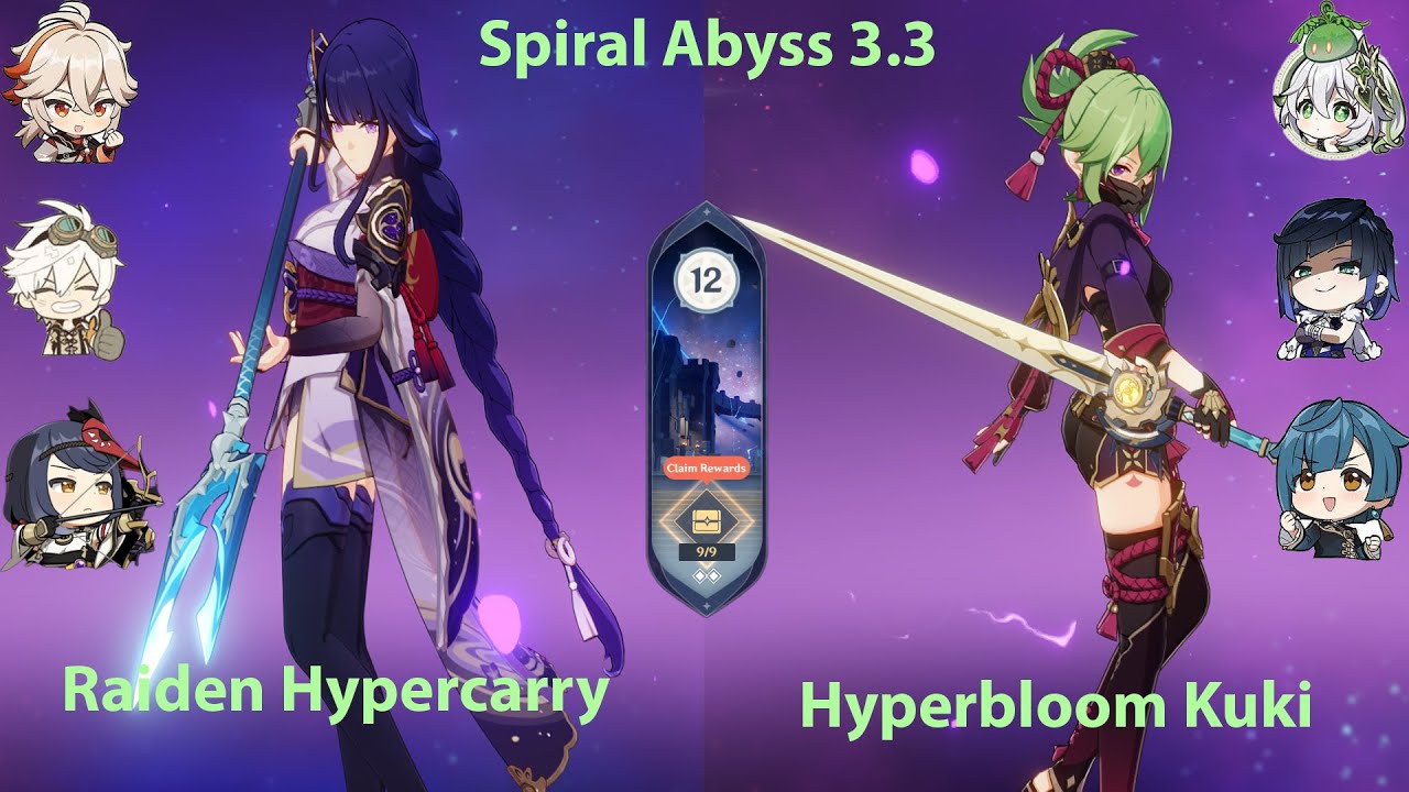 Raiden Hypercarry and HyperBloom Kuki | Spiral Abyss 3.3 Floor 12