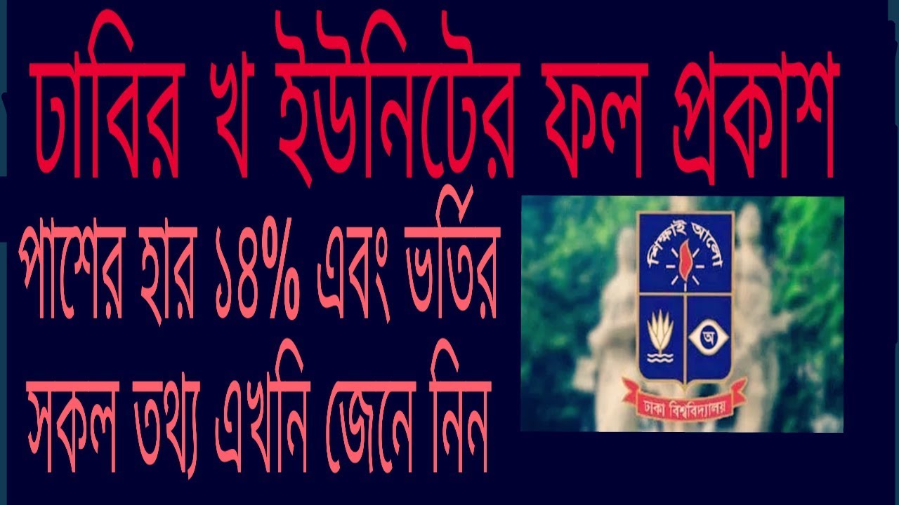 The admission result (2018-2019) of Dhaka University of kha unit published