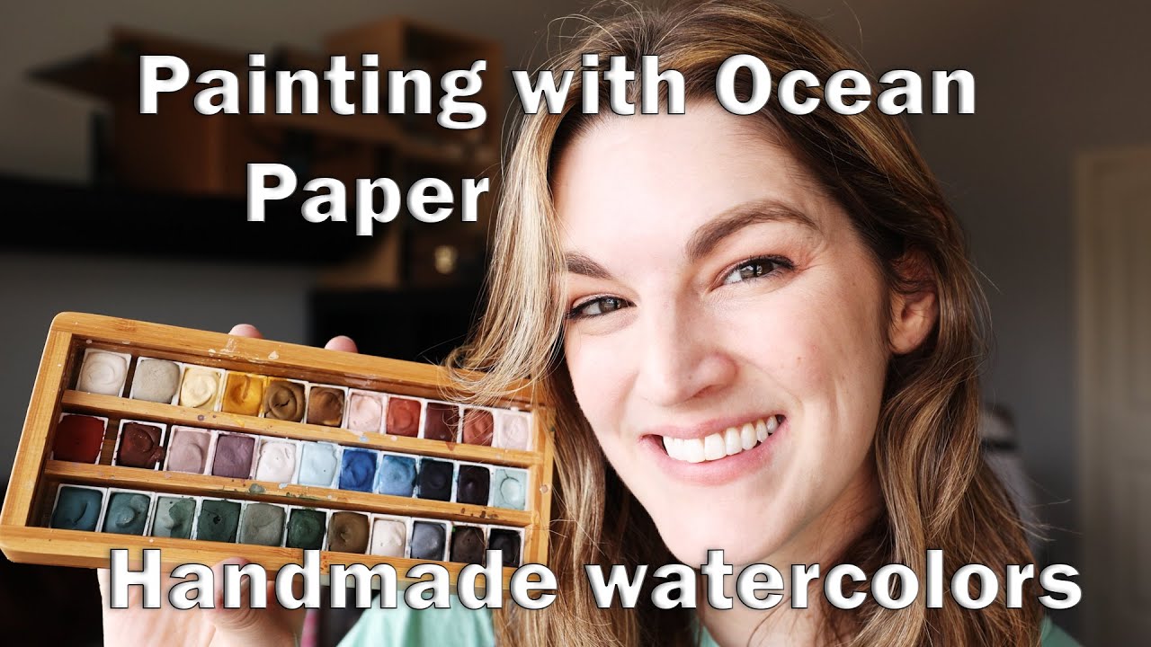 Painting with the OCEAN PAPER Bamboo Paintbox - HANDMADE WATERCOLORS from Hawaii!!