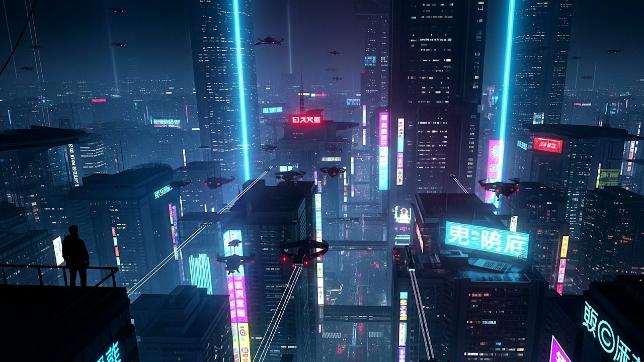 deep in thought in a vibrant cyberpunk city | 1 hour ambience
