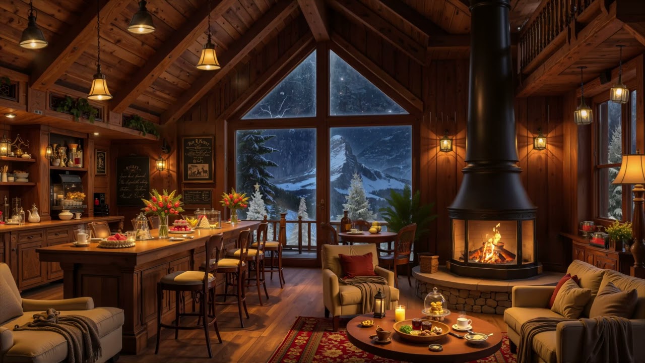 Winter Jazz Music ⛄ Cozy Night with Smooth Jazz Instrumental Music at Coffee Shop Ambience for Work