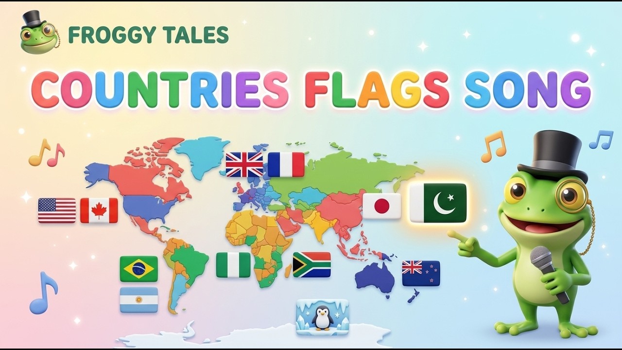 Countries & Flags of the World For Toddler🌍 | Learn Country Names & Flags | Kids Song