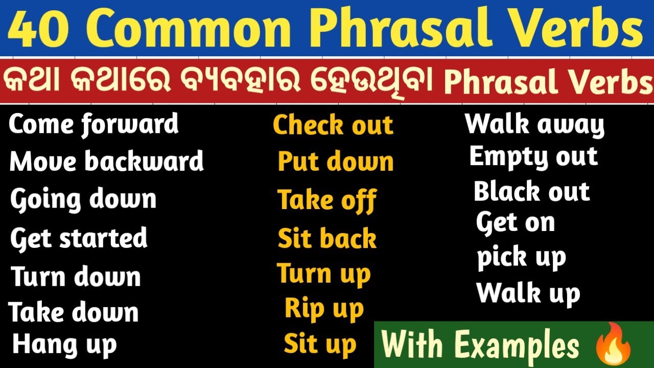 40 Common Phrasal Verbs With Examples/Daily Use Phrasal Verbs/Odia To English Word Meaning/English
