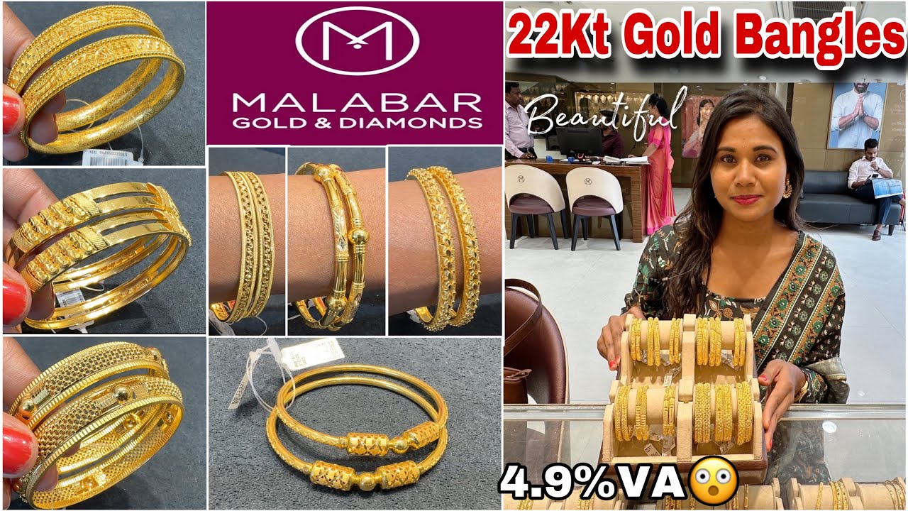 Malabar 22Kt Gold Bangles NEW Designs 16Gm Pair Starts💥| Light Weight Gold Bangles Designs & Price|