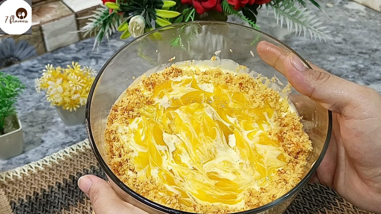 3 ingredients dessert recipe || No oven, No heat , No egg dessert recipe || Mango Dessert Recipe